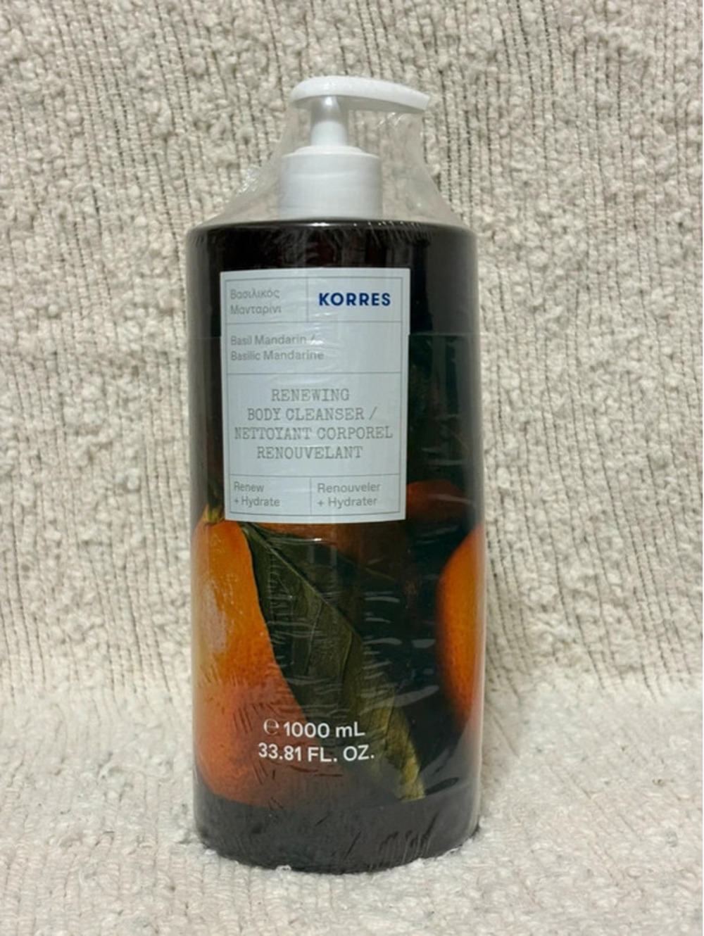 Korres Renewing Body Cleanser in the Basil Mandarin scent, 33.81 Fl. Oz